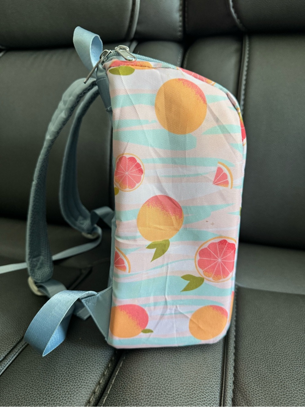 Peach-Pattern Light Blue Lunch Backpack - Picture 4 of 8